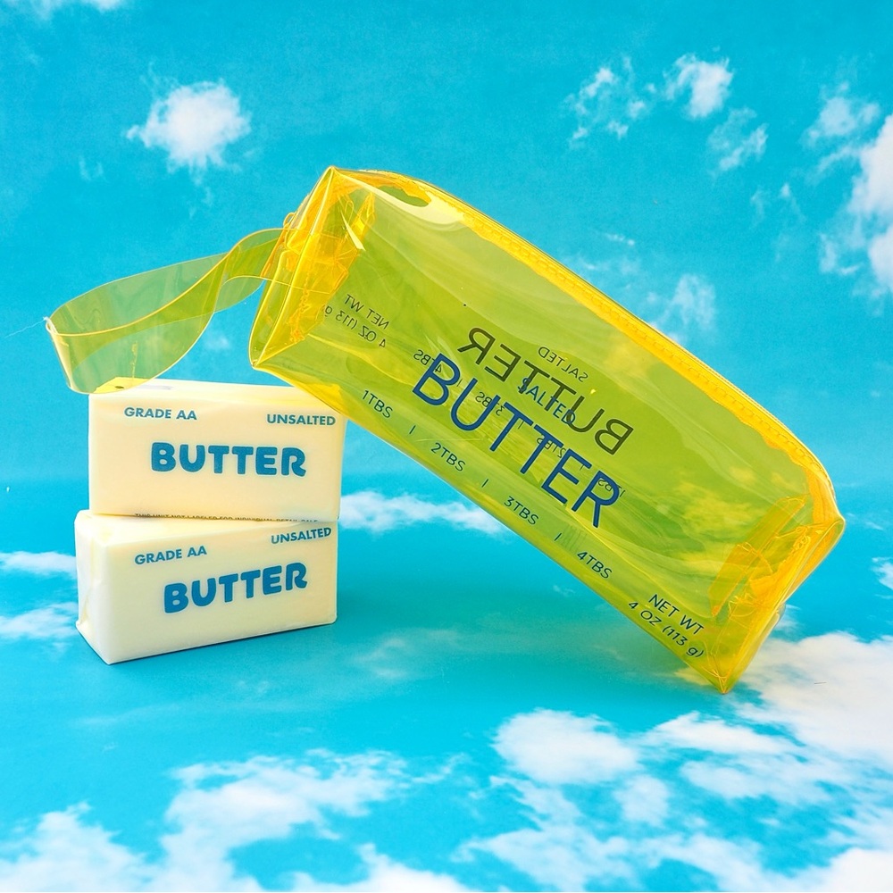 Yellow Butter-Themed pencil case NWOT